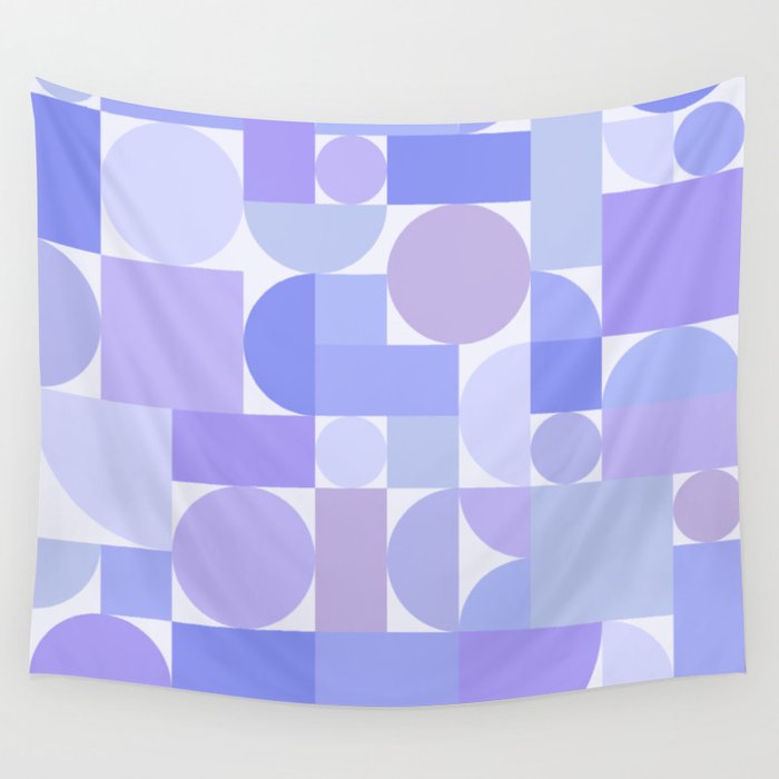 Retro Geometric Abstract Art Periwinkle 1 Wall Tapestry