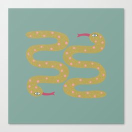 Polka Dot Snakes - teal Canvas Print