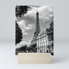 Eiffel Tower, Paris, France black and white photograph Mini Art Print