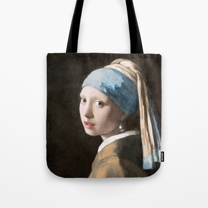 Jan Vermeer Girl with a Pearl Earring Art Exhibition Print Tote Bag