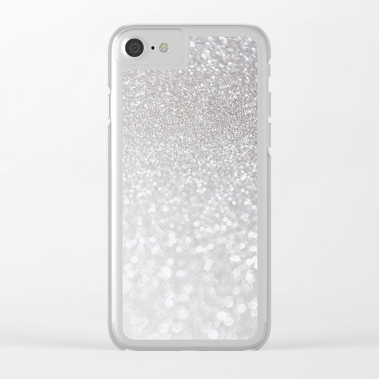 Silver ice - glitter effect- Luxury design Clear iPhone Case