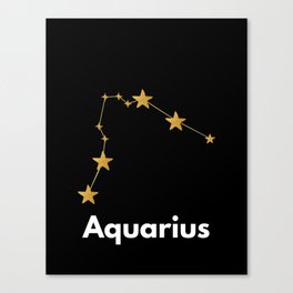 Aquarius, Aquarius Zodiac, Black Canvas Print