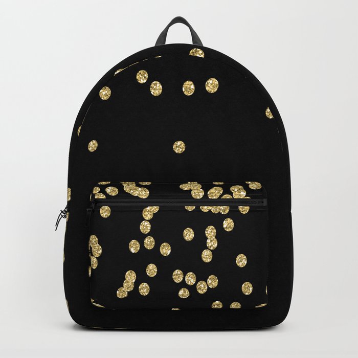 Sparkling gold glitter confetti on black - Luxury design Backpack by ...