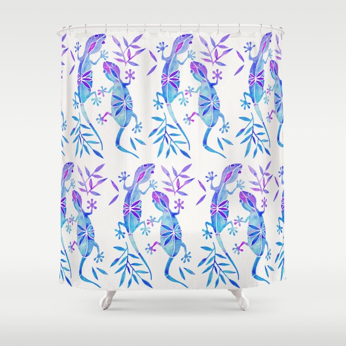 Geckos – Indigo Palette Shower Curtain