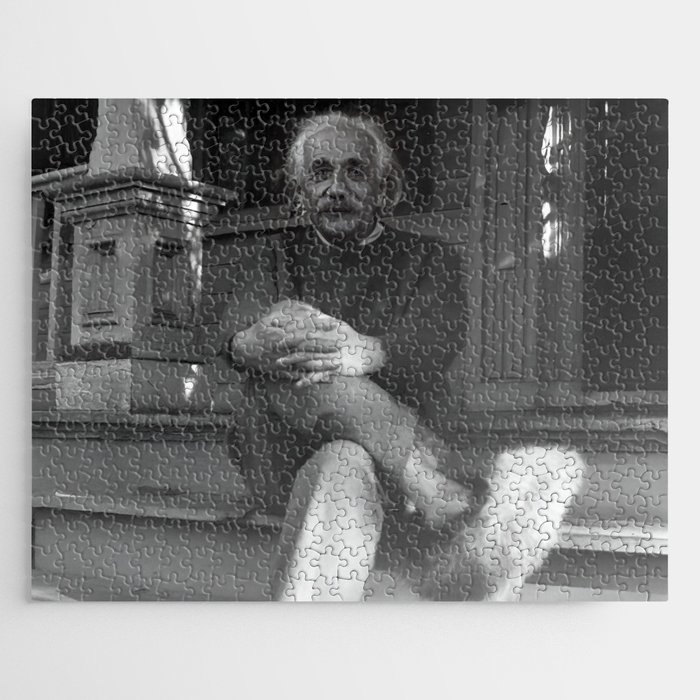 Funny Einstein in Fuzzy Slippers Classic Black and White Satirical  Photography - Photographs Jigsaw Puzzle by Jeanpaul Ferro | Society6