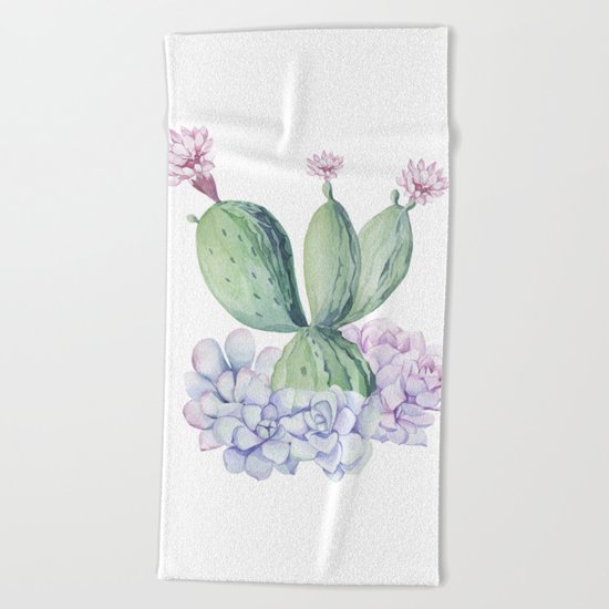 In Love Rose Cactus + Succulents Beach Towel