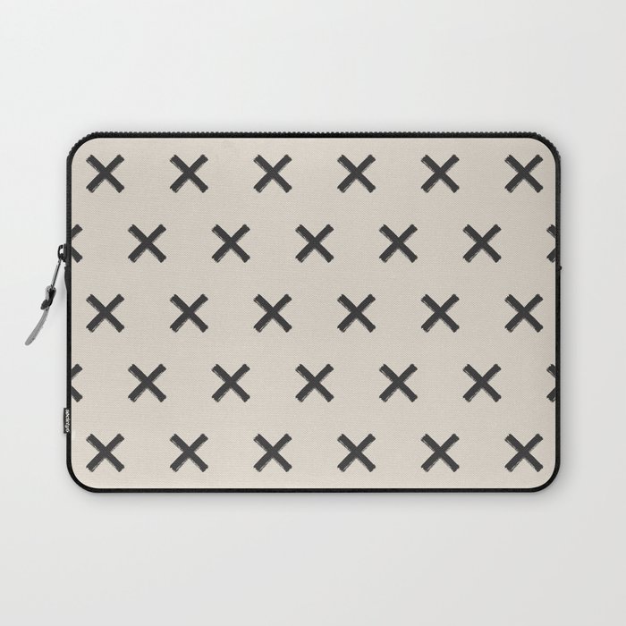 Cream & Black Scandinavian X Pattern Laptop Sleeve