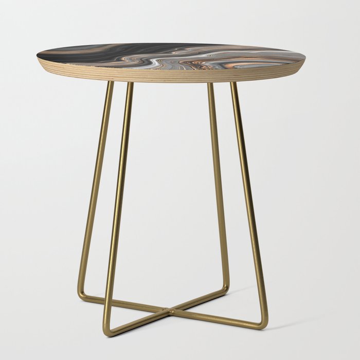Elegant black marble with gold and copper veins Side Table