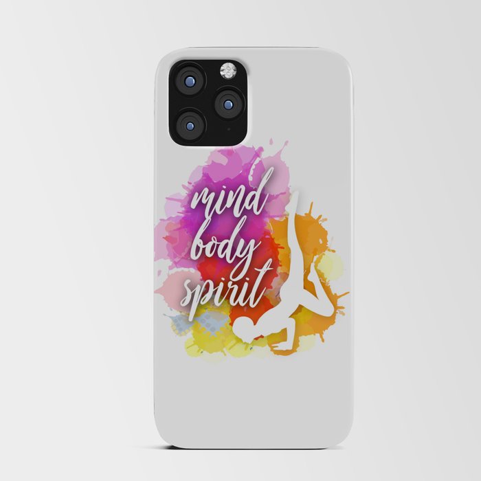 Mind body spirit- Yoga and meditation watercolor quotes in warm scheme	 iPhone Card Case
