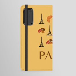 Paris Eiffel Tower Retro Modern Boho Art Decor Yellow Mustard Illustration  Android Wallet Case