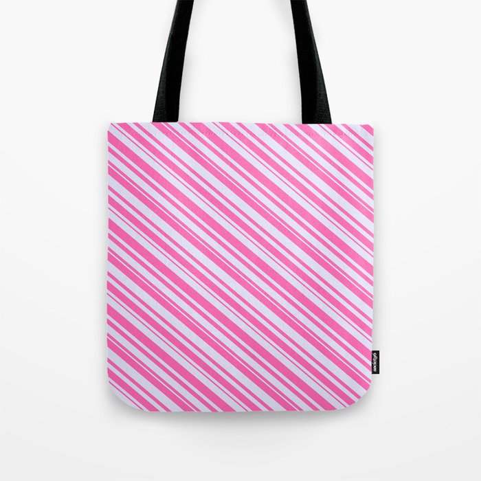 Lavender and Hot Pink Colored Lines Pattern Tote Bag