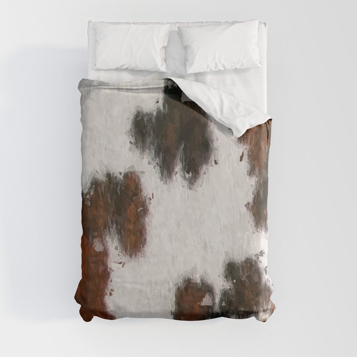 Bohemian Rust Cowhide Patch of Fur Painted with Brushstrokes Duvet Cover