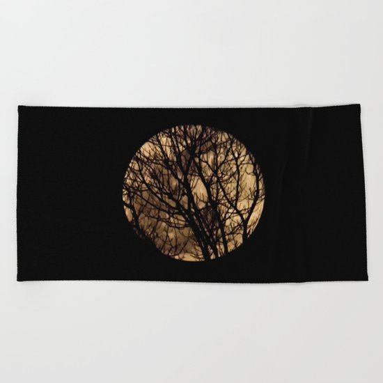 Full Moon though the trees Beach Towel