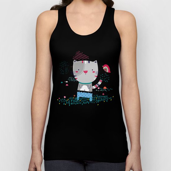 Cat in the Garden Unisex Tank Top