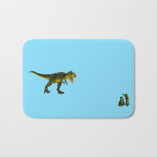 Dinosaurs vs Toy Soldiers Bath Mat