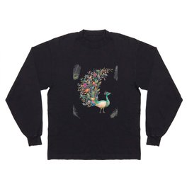 Beautiful Watercolor Peacock and Feathers Isolated  Long Sleeve T-shirt