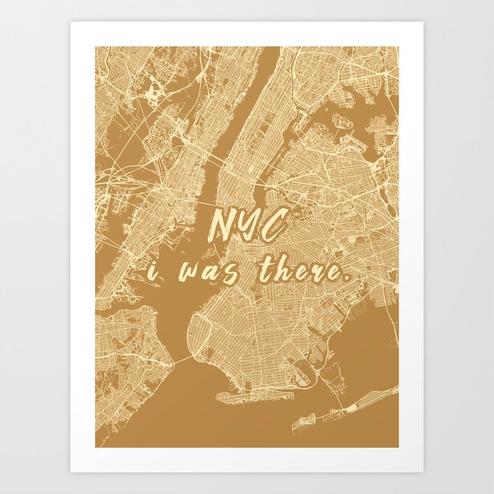 NYC - i was there - Neutral Topo Art Print
