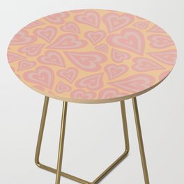 Retro Swirl Love - Bright Peach and Soft Pink Side Table
