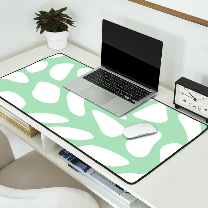 Desk Mat Cute white pebbles on pastel mint by ARTbyJWP | society6.com -Mint decor and desk accessories
