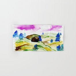 hand painted watercolor hillside Hand & Bath Towel