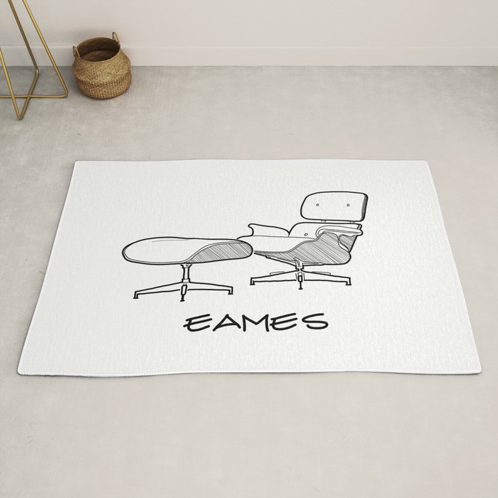 Mid Century Eames Lounge Chair Sketch Bn Rug By Noir Ink Society6