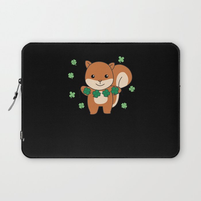 Squirrel With Shamrocks Cute Animals For Luck Laptop Sleeve