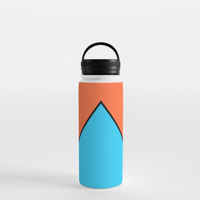 Blue Pyramid Triangle on Orange Background Water Bottle