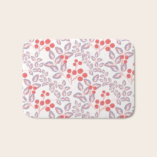 Delicate sprigs, red - orange flowers. Bath Mat
