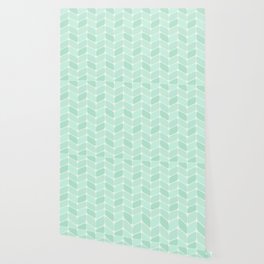 Vintage Diagonal Rectangles Mint Green Wallpaper