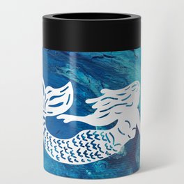 Mermaid Silhouette Design on Painted Acrylic Background  Can Cooler