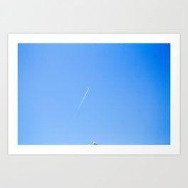 Plane and trail on the sky, no clouds Art Print | Aeronautics, Photo, Motivation, Plane, Concept, Travel, Bluesky, Noclouds, Sky, Trail 