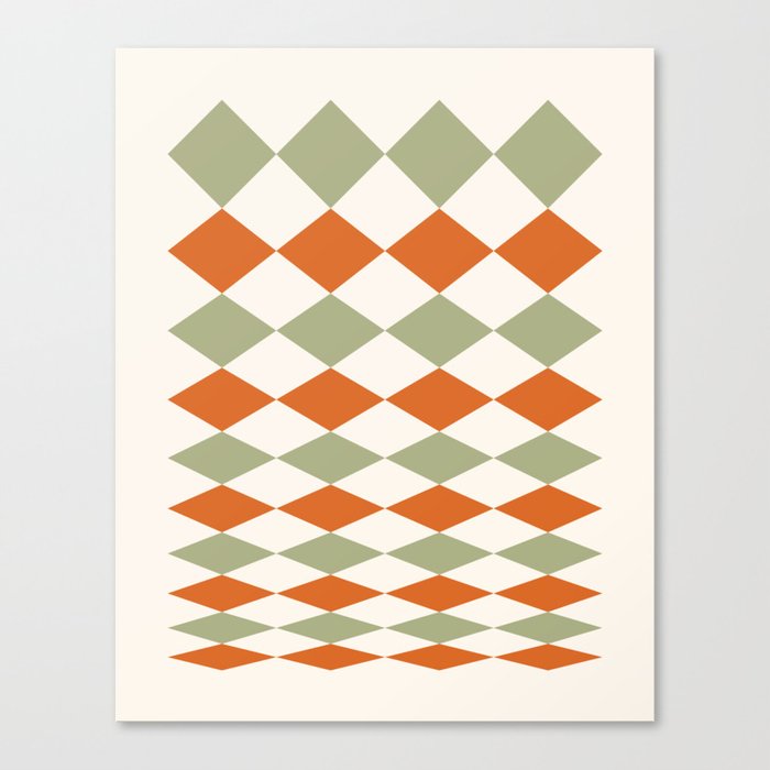 Geometric Shape Patterns 19 in Sage Orange themed Canvas Print