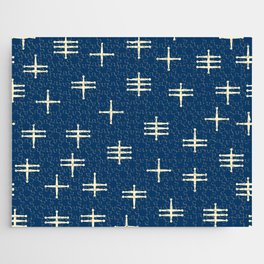Seamless abstract mid century modern pattern - Dark Blue Jigsaw Puzzle