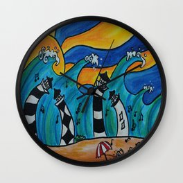 Lighthouse Jamboree by Hangin Fin TM Wall Clock | Painting, Abstract, Landscape 