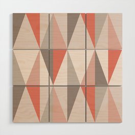 MidCentury Modern Triangles Salmon Pink Wood Wall Art