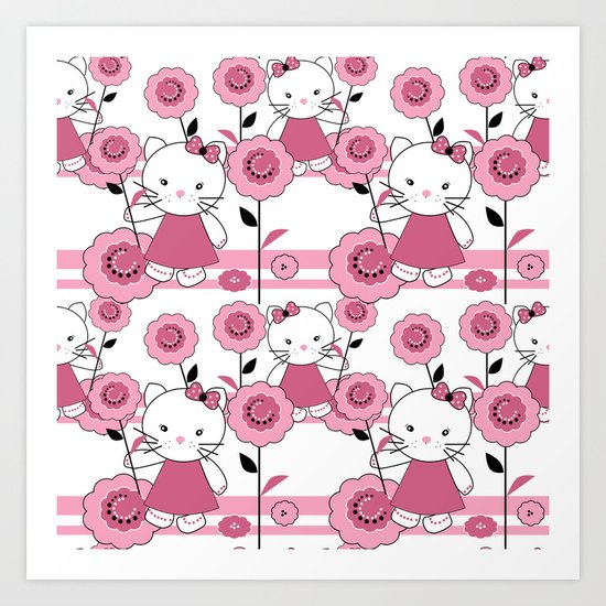 Kittens . White background. Art Print