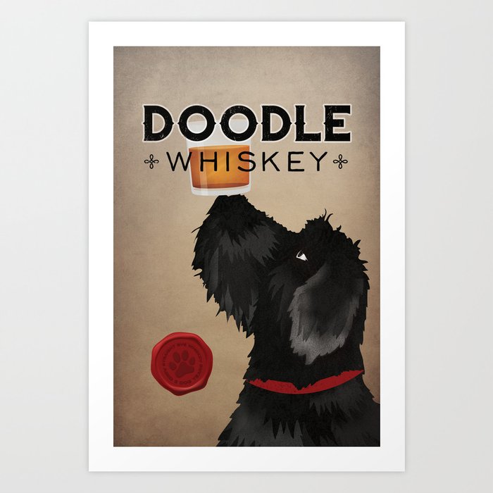 Goldendoodle Whiskey Bourbon Art Print