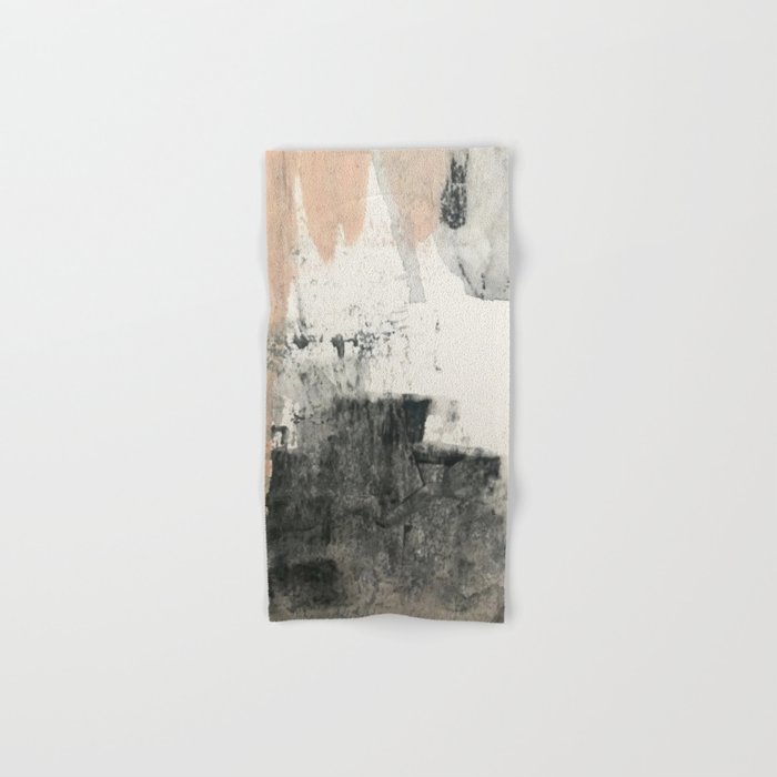 Peace and Quiet [1]: a pretty, minimal abstract piece in gray and peach by Alyssa Hamilton Art Hand & Bath Towel