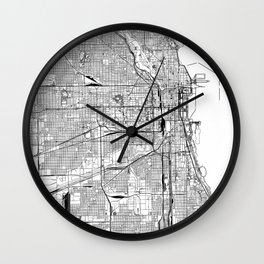 Chicago White Map Wall Clock