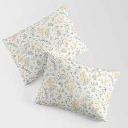 Australian wattle and eucalyptus watercolor floral Pillow Sham