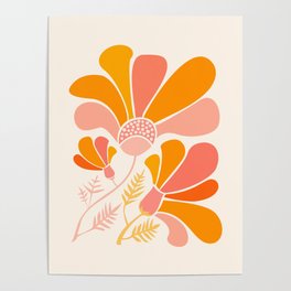 Floral Disco Party - 70s Style Wildflowers Poster