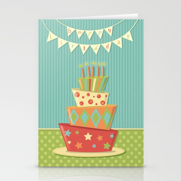 Happy Birthday Bunting Crazy Fun Cake Stationery Cards