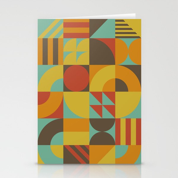 Bauhaus Art abstract pattern, vintage color style Stationery Cards