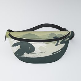 Winter Sport • Best Skiing Design Ever • Green Background Fanny Pack