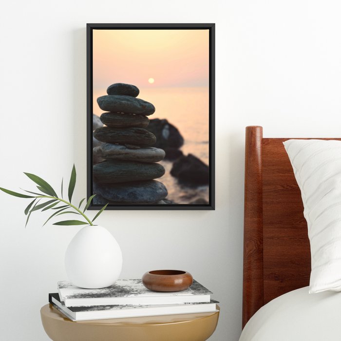 Framed canvas Zen balancing beach pebbles by ARTbyJWP | Society6 