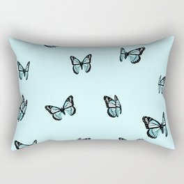 Pastel Blue Butterfly Pattern Rectangular Pillow