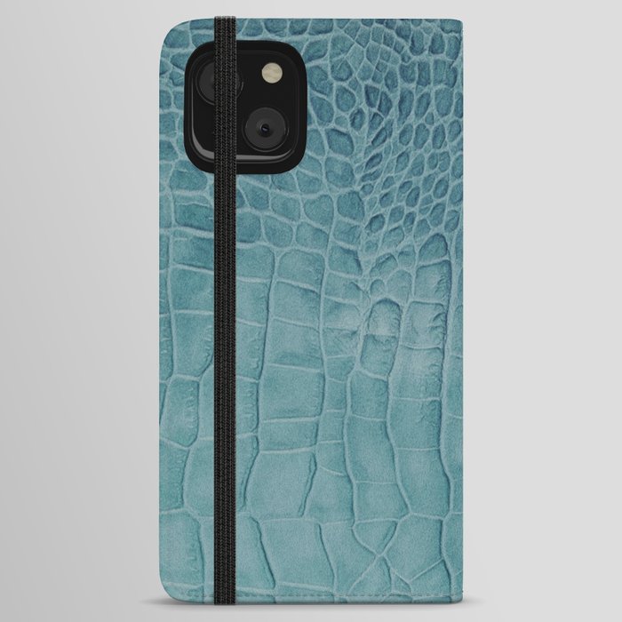 Croco leather effect - Aqua blue iPhone Wallet Case
