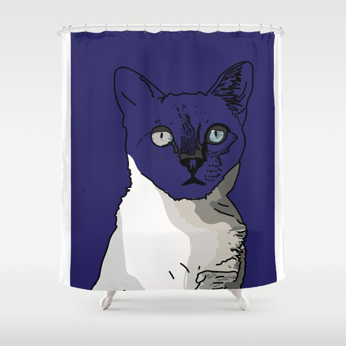 Blue Russian Cat Shower Curtain