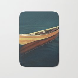 Canoe in Silence Bath Mat | Ocean, Water, Boat, Brown, Drawing, Canoeing, River, Wood, Sea, Digital 
