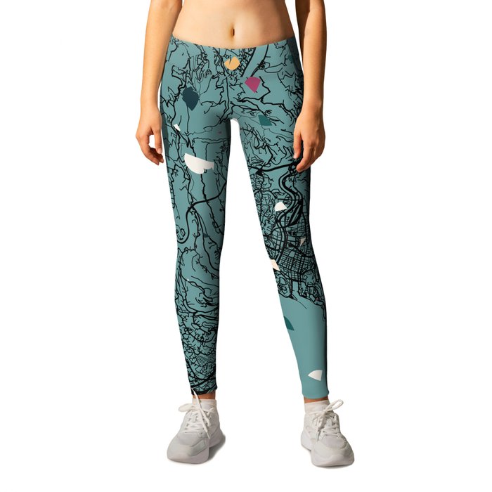 France, Nice. Terrazzo City Map. Town Maps Drawing Leggings